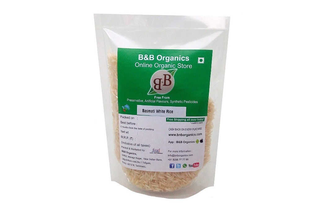 B&B Organics Basmati White Rice    Pack  15 kilogram